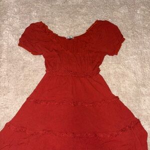 Red Puff Sleeve Dress
